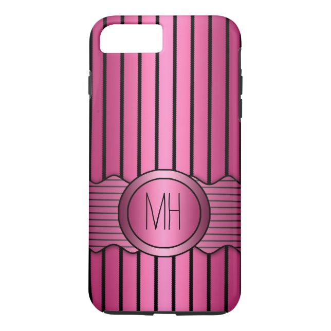 Pink and Black Pinstripes Pattern Case-Mate iPhone Case (Back)