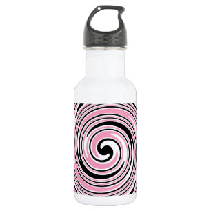 Pink and black pinwheel swirl design 532 ml water bottle