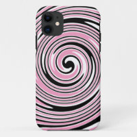 Pink and black pinwheel swirl design