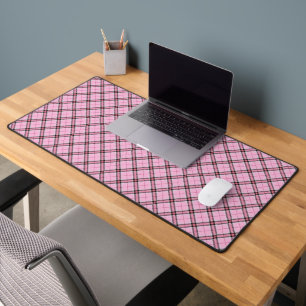 Pink and black Plaid    Desk Mat
