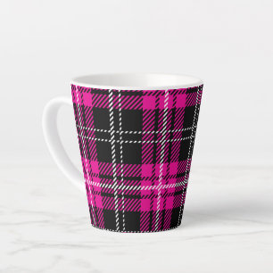 Pink and Black Plaid Print Coffee Mug Cup