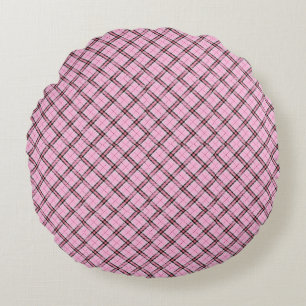 Pink and black Plaid    Round Cushion