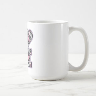 Pink And Black Plaid Stacked LOVE Letters Coffee Mug