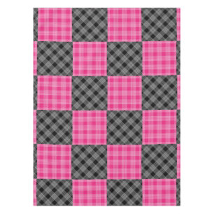 Pink and Black Plaid Tabelcloth Tablecloth