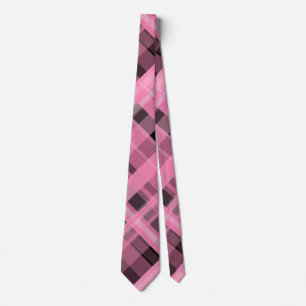 Pink and Black Plaid Tie