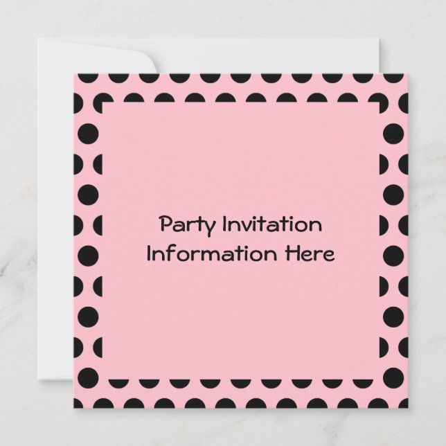 Pink and Black Polka Dot Blank Invitation (Front)