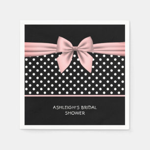 Pink and Black Polka Dot Bridal Shower Napkin