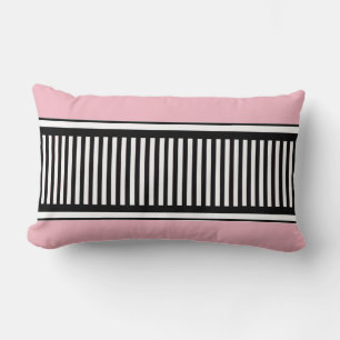 Pink and Black Polka Dot Lines Abstract Lumbar Cushion