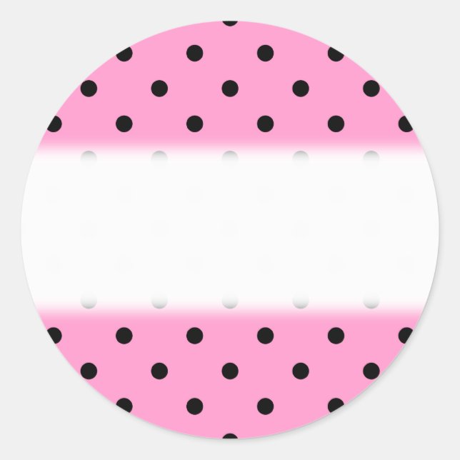 Pink and Black Polka Dot Pattern. Classic Round Sticker (Front)