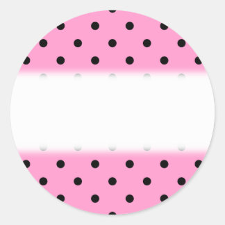 Pink and Black Polka Dot Pattern. Classic Round Sticker