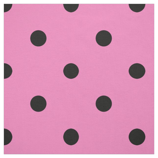 Pink and Black Polka Dot Pattern Fabric (Swatch)