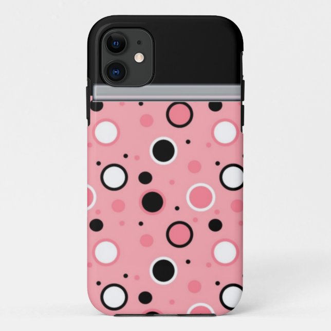 Pink and Black Polka Dot Phone Case (Back)