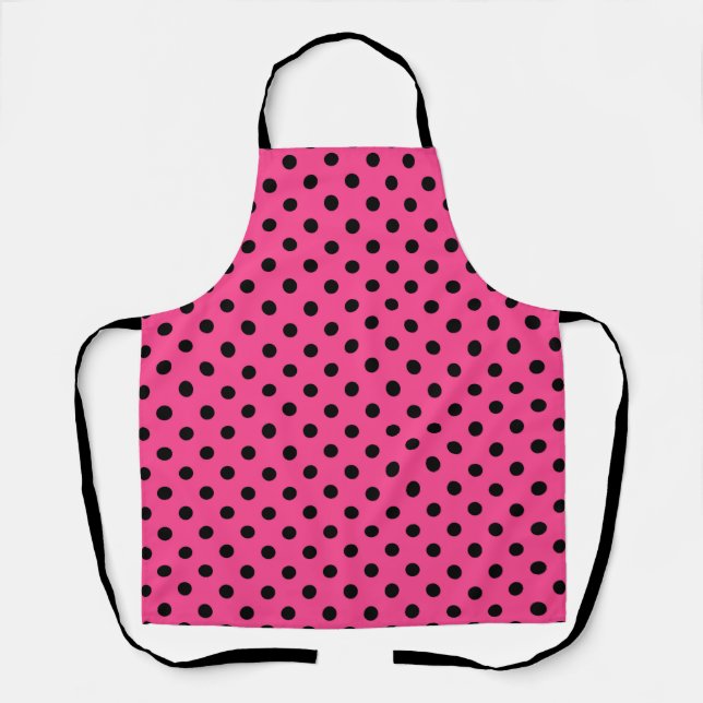Pink and Black Polka Dots Apron (Front)