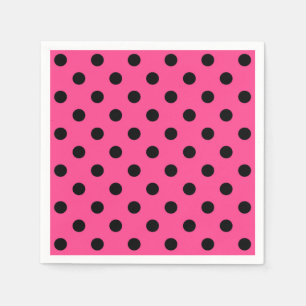 Pink and Black Polka Dots Napkin