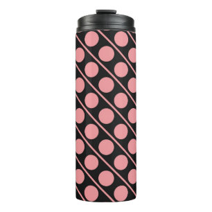 Pink and black polka dots pattern thermal tumbler