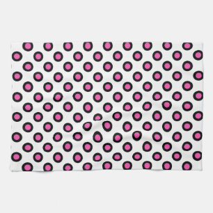 pink and black polka dots products tea towel