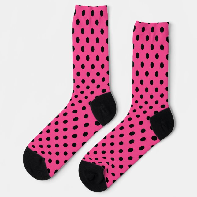 Pink and Black Polka Dots Socks (Left)