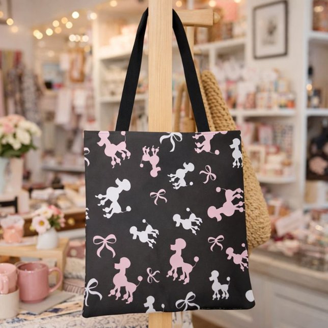 Pink and Black Poodle design Tote Bag (Creator Uploaded)