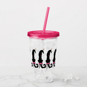 Pink And Black Princess Borzoi Acrylic Tumbler
