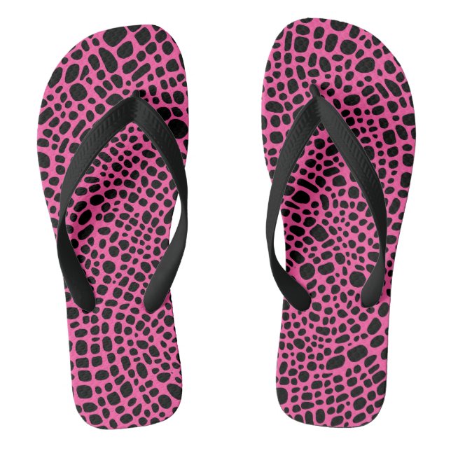 Pink And Black Psychedelic Oragnic Skin Pattern Thongs (Footbed)