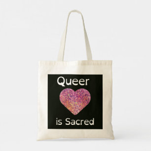 Pink and Black Queer Love Is Sacred Tote Bag