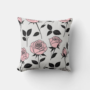 Pink and black rose art cushion