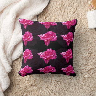 Pink And Black Rose Pattern, Cushion