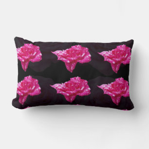 Pink And Black Rose Pattern, Lumbar Cushion