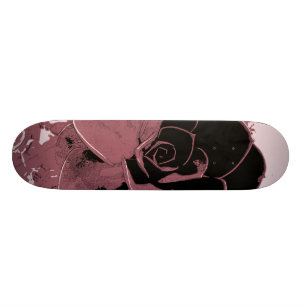 Pink and Black Rose Pop Art Skateboard