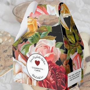 Pink and Black Roses Baked Gifts With Ingredients Favour Box