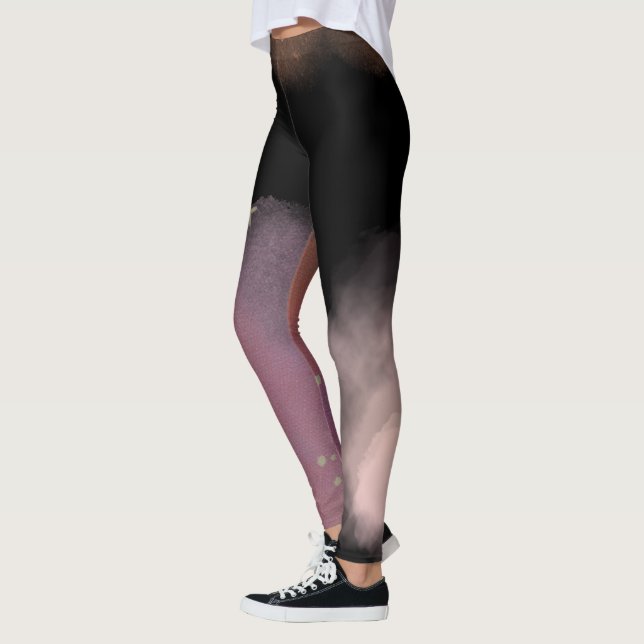 pink and Black Simple Modern galaxy space pattern  Leggings (Left)