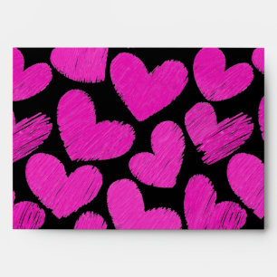 Pink and black sketchy hearts Envelope