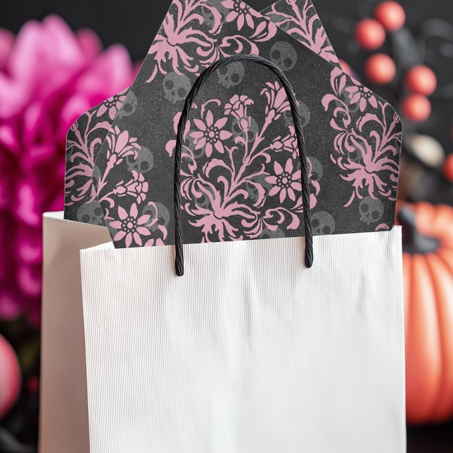 Pink and Black Skull Gothic Tissue Paper (Elegant gothic tissue paper)