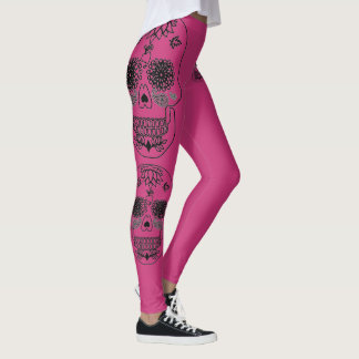 Pink and Black Skull Leggings