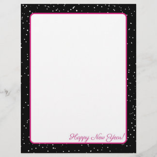 Pink and Black Snow Falling Letterhead