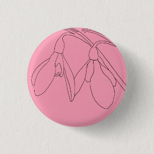 Pink and Black snowdrop flower 3 Cm Round Badge