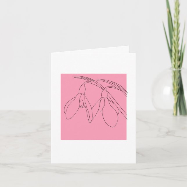 Pink and Black snowdrop flower  Card (Front)