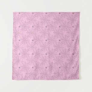 Pink and Black Spider and Spiderweb Tapestry