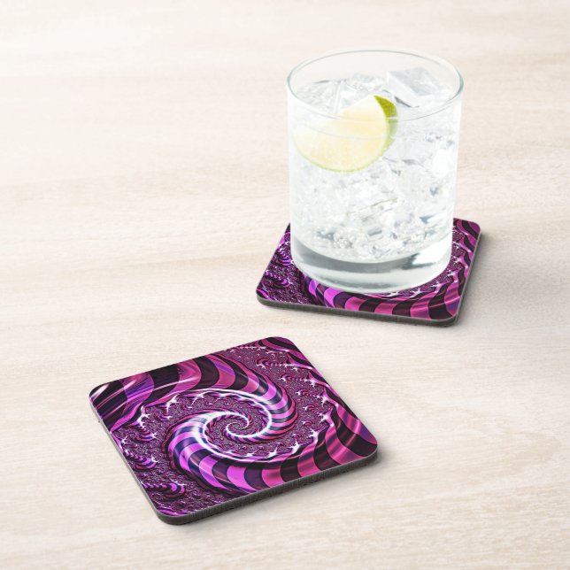 Pink and Black Spiral Illusion Coaster (Right Side)