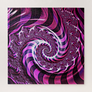 Pink and Black Spiral Illusion Jigsaw Puzzle