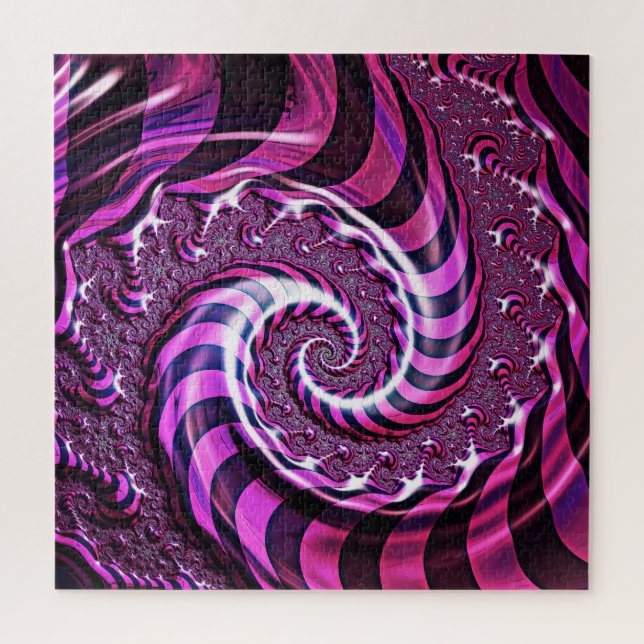 Pink and Black Spiral Illusion Jigsaw Puzzle (Vertical)