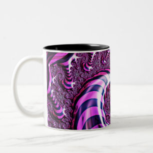 Pink and Black Spiral Illusion Two Tone Mug