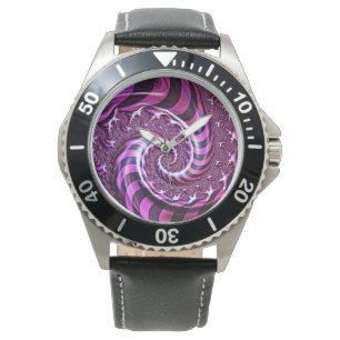 Pink and Black Spiral Illusion Watch