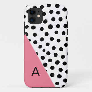 Pink and Black Spotted Monogram iPhone 11 Case