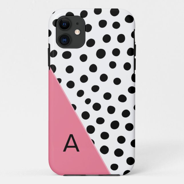 Pink and Black Spotted Monogram Case-Mate iPhone Case (Back)