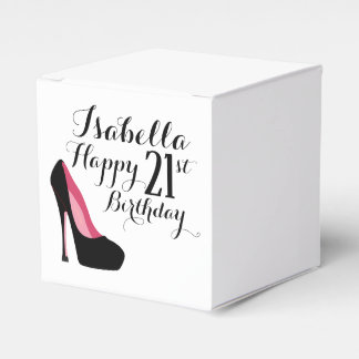 Pink and Black Stiletto Happy Birthday Favour Box