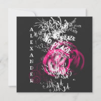 Pink and black Street Art Graffiti Flat Card