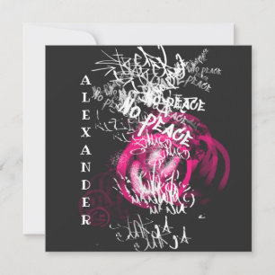 Pink and black Street Art Graffiti Flat Card