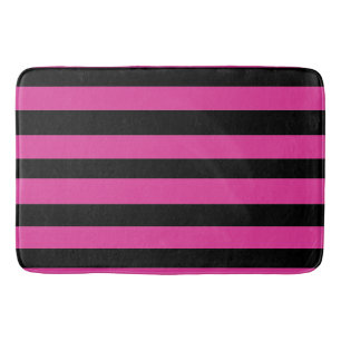 Pink and Black Stripes  Bath Mat