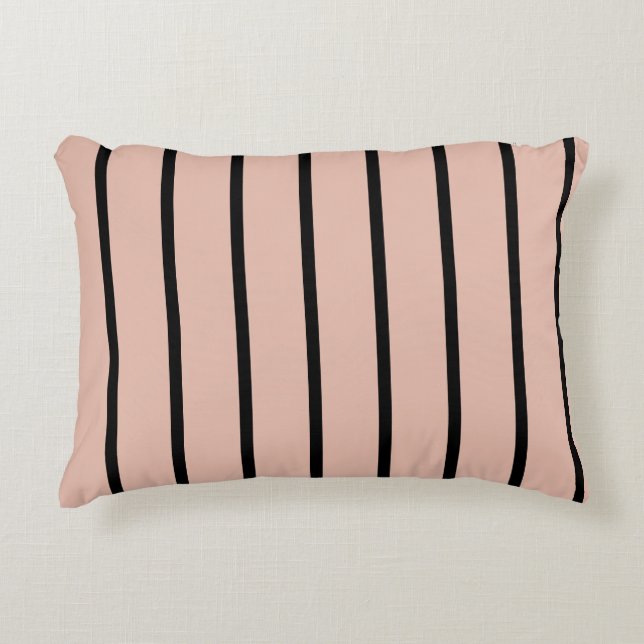 Pink and Black Stripes Decorative Cushion (Front)
